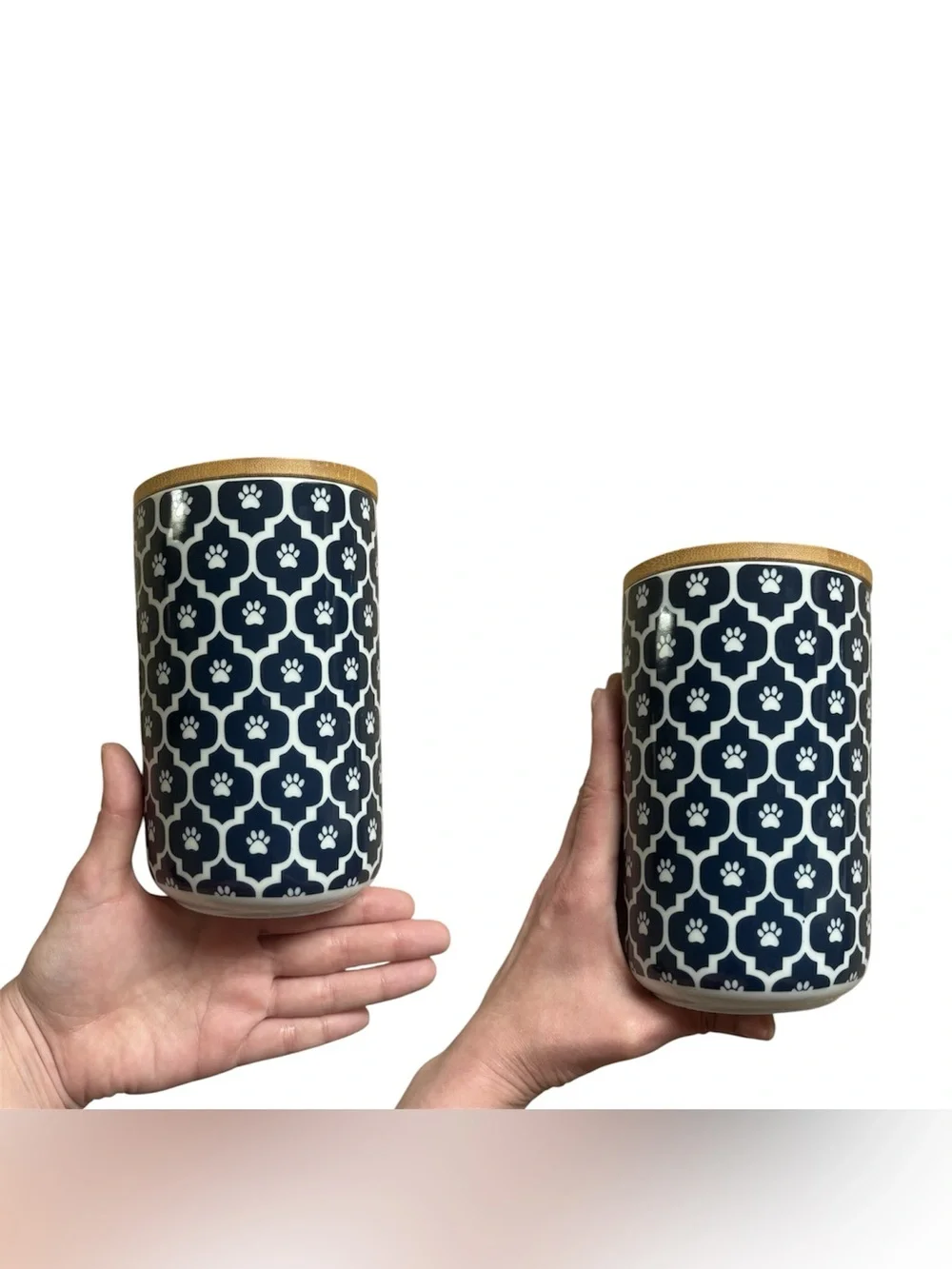 DII Bone Dry Ceramic Pet Treat Canister – Nautical Blue Lattice